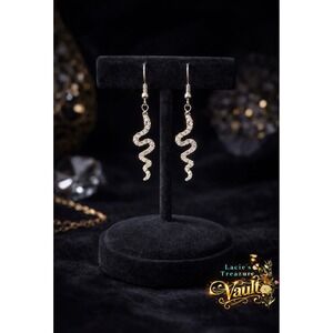 Crystal Snake Dangle Earrings – Rhinestone Serpent – Grunged Out Collection ☠️